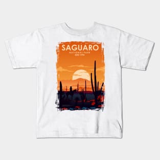 Saguaro National Park Vintage Minimal travel poster Kids T-Shirt